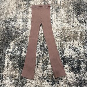 ZARA Brown Ribbed Knit Flare Pants Size S 🤎